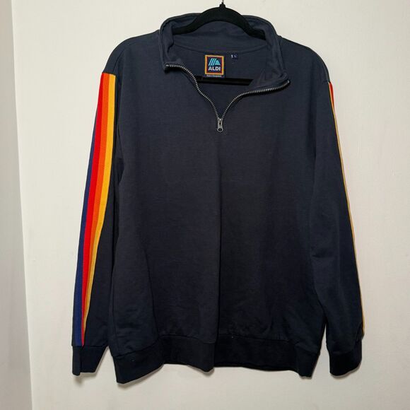 Aldi Gear Capsule Collection Navy 1/4 Zip Jacket Pullover Shirt Adult L Grocery - Picture 3 of 5